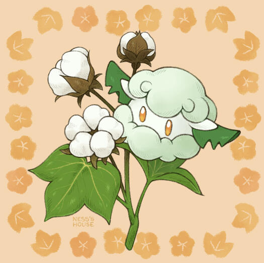 Cottonee [Pokemon] 14x14 square print