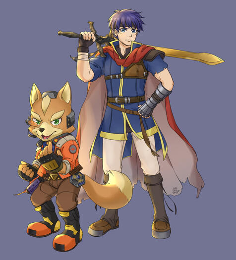 Fox + Ike [Smash Bros.] Commission for a friend. Older piece, posted under sunseedberry