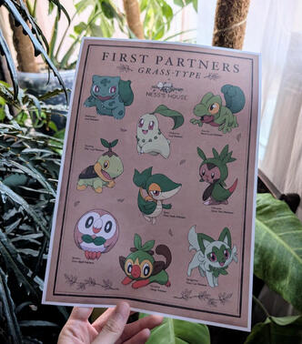First Starters: Grass-types A4 print